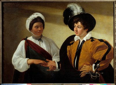 De waarzegster (schilderij door Michelangelo Merisi da Caravaggio, bekend als Caravaggio (circa 1571-1610)) door Michelangelo Merisi da Caravaggio