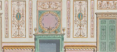 Interieur Versierde Muur met Deuren en Open Haard, nos. 344-350 door Michelangelo Pergolesi