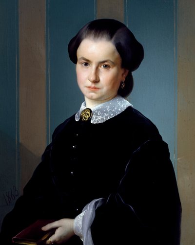 Portret van een dame met boek door Michelangelo Pittatore