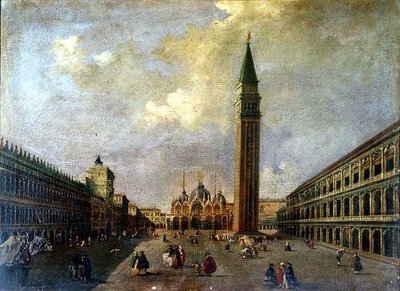 Het San Marcoplein met de Campanile door Michele (attr. to) Marieschi