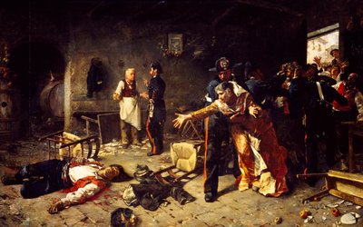 Een spel van troeven of ruzie in Trastevere door Michele Cammarano