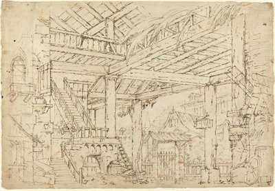Interieur van een Schuur Gebouwd op Oude Ruïnes door Michele Canzio