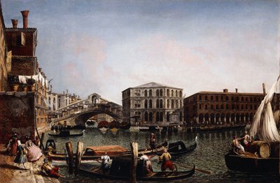 De Rialtobrug, Venetië met de Fondaco dei Tedeschi op de Voorgrond door Michele Marieschi