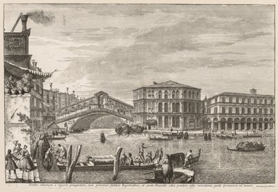 Gezichten van Venetië: De brug en markt van Rialto, 1741 door Michele Marieschi