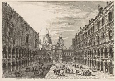 Gezichten van Venetië: De binnenplaats van het Dogepaleis door Michele Marieschi