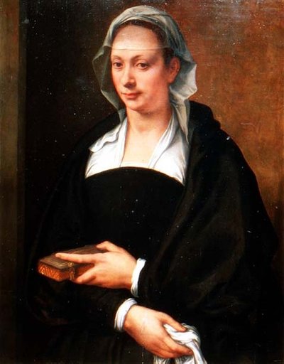 Portret van een dame in een witte sluier door Michele di Ridolfo Tosini