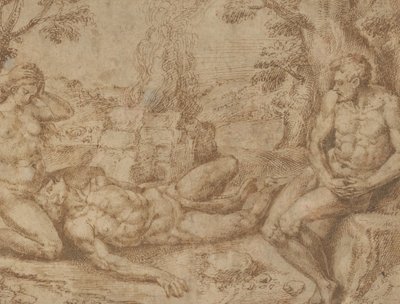 Adam en Eva rouwen om de dood van Abel, ca. 1576 door Michiel Coxie