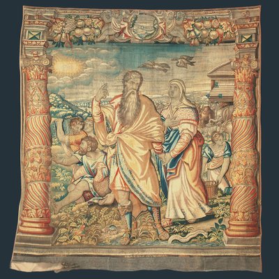 Brusselse Bijbelse wandtapijt die de afdaling van de ark uit de serie "Het leven van Noach" afbeeldt, door Paulus van Nieuvenhove door Michiel I Coxie or Coxcie