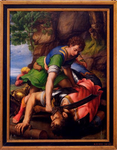 David en Goliath door Michiel I Coxie or Coxcie