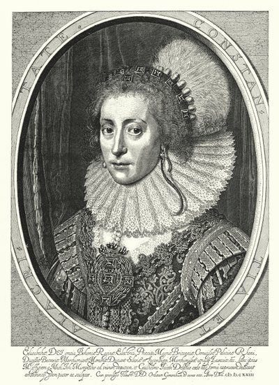 Elizabeth Stuart, Koningin van Bohemen door Michiel Jansz. van (after) Miereveld