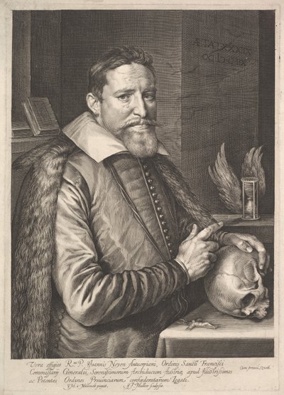 Portret van Joannes Neyen, Generaal van de Orde van Franciscaner Monniken, Ambassadeur in Trier door Michiel Jansz van Miereveld