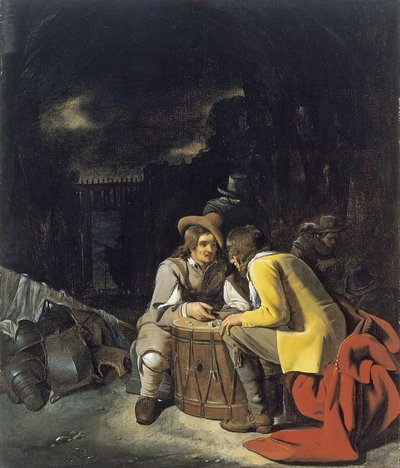 Soldaten die dobbelen door Michiel Sweerts