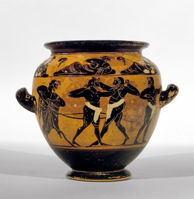 Attische zwart-figuur stamnos met boksers, ca. 520-500 v.Chr. door Michigan painter