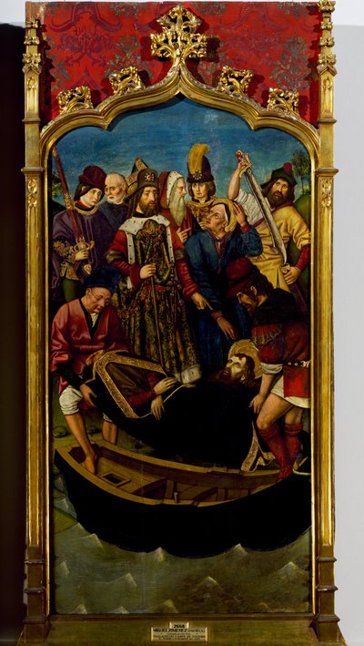 Lichaam van St. Jacobus wordt in een boot geplaatst in Jaffa door Miguel (school of) Ximenez