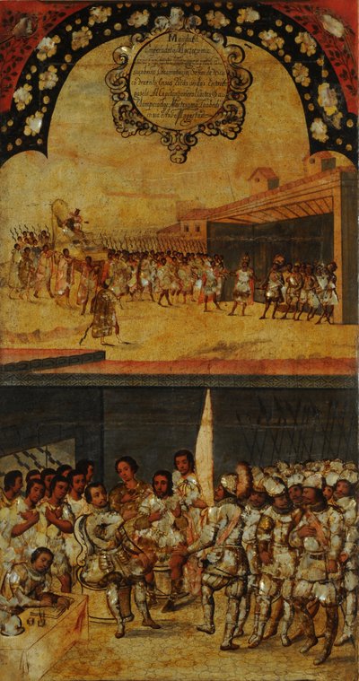 De verovering van Mexico, paneel XV, ca. 1696-1715 door Miguel Gonzalez