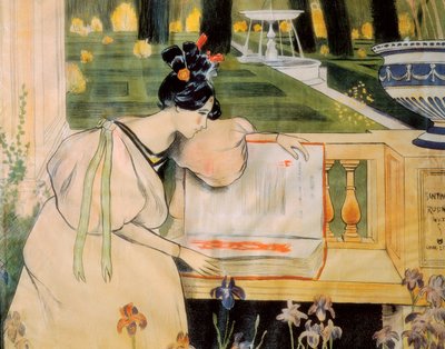 Presentatieposter van Les pages de la vie de Rusinol i Prats (lithografie) door Miguel Utrillo