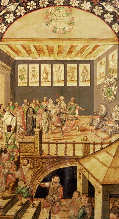 De verovering van Mexico: het bezoek van Hernando Cortes (1485-1547) aan Montezuma (1466-1520) in 1520 door Miguel and Juan Gonzalez