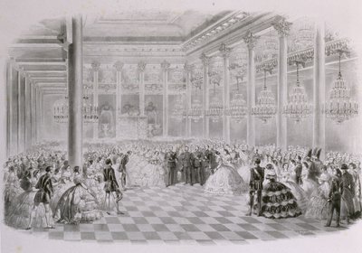 Bal in de zaal van de Russische adelvergadering ter gelegenheid van de kroning van keizer Al door Mihaly von Zichy