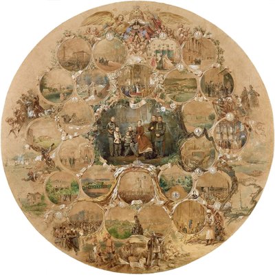Compositie ter viering van het zilveren huwelijk van keizer Alexander II, 1866 door Mihaly von Zichy