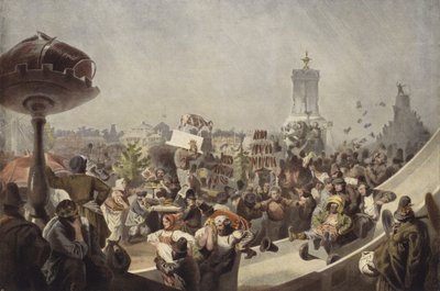 Volksfestival in het midden van de 19e eeuw in Rusland door Mihaly von Zichy