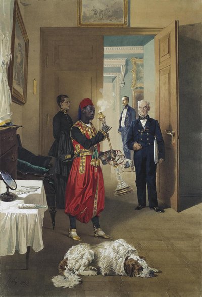 Foyer van het Grote Paleis in Tsarskoye Selo, 1865 door Mihaly von Zichy