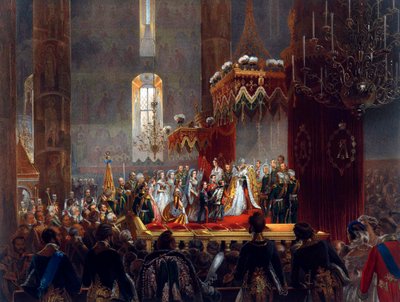 Hulde van de keizerlijke familie aan Tsaar Alexander II, Moskou, 1856 door Mihaly von Zichy