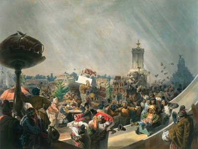 Publieke festiviteiten na de kroning van Tsaar Alexander II, Khodynka-veld, Moskou, 1856 door Mihaly von Zichy