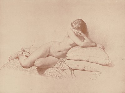 Studie van een liggende vrouwelijke naakt, 1885 door Mihaly von Zichy