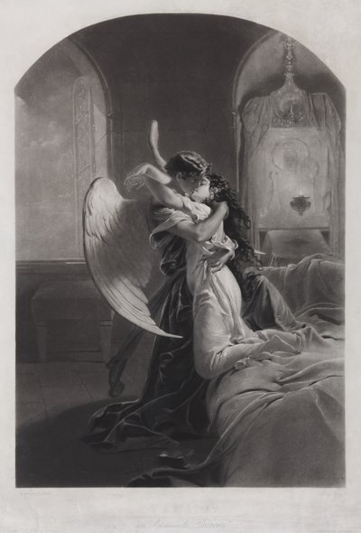 Tamara en Demon. Illustratie bij het gedicht De Demon van Mikhail Lermontov door Mihaly von Zichy