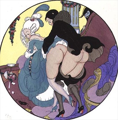 Leraar die zijn leerling aanvalt, plaat 26 uit De genoegens van Eros, pub. 1901 in Leipzig door Mihaly von Zichy