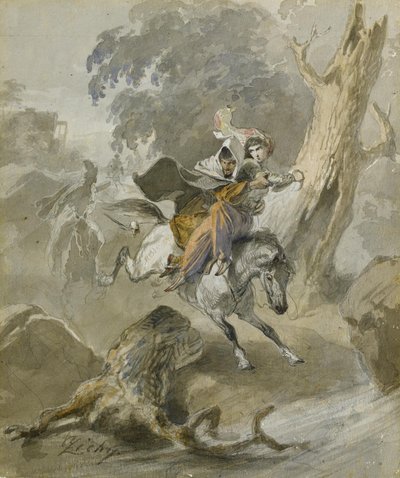De ontvoering uit de serie Scènes du Caucase door Mihaly von Zichy