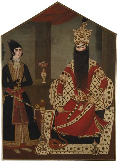 Portret van Fath Ali Shah Staand 1797-1834, ca. 1820 door Mihr Ali