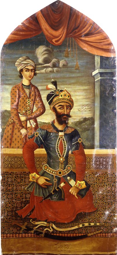 Portret van Dzjengis Khan, met een jongere in dienst (ca. 1803-1804) door Mihr Ali