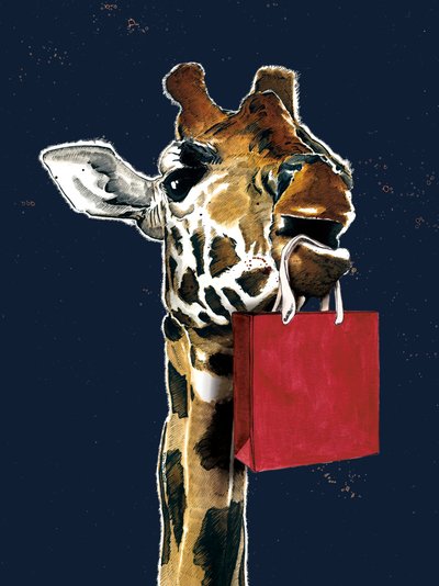 Verjaardag Giraffe op Middernachtblauw, 2020 door Mike Davis