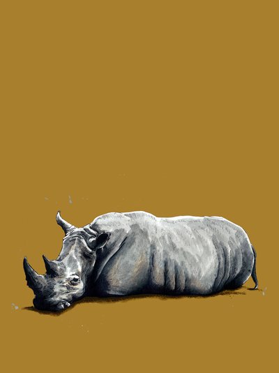 De neushoorn op goudgeel, 2020 door Mike Davis
