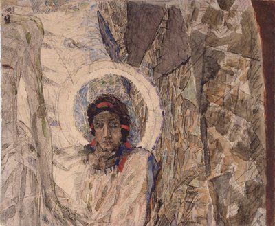 Engelenhoofd, 1887 door Mikhail Aleksandrovich Vrubel