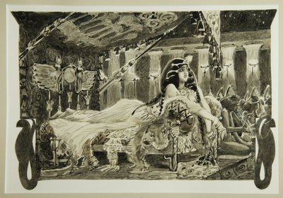 Cleopatra op bed, 1899 door Mikhail Aleksandrovich Vrubel