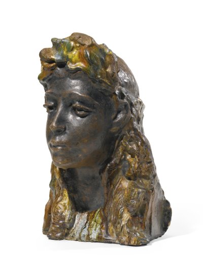 Meisje met een krans, 1898-1900 door Mikhail Aleksandrovich Vrubel