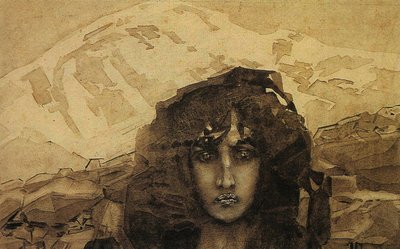 Hoofd van een Demon, 1890 door Mikhail Aleksandrovich Vrubel