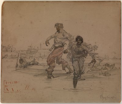 Illustratie voor het gedicht De Roverbroers door Alexander Pushkin, 1881 door Mikhail Aleksandrovich Vrubel