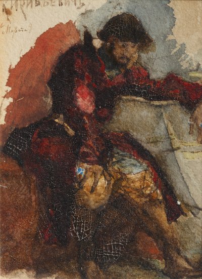 Illustratie bij het gedicht Het lied van de koopman Kalashnikov door M. Lermontov, 1880s door Mikhail Aleksandrovich Vrubel