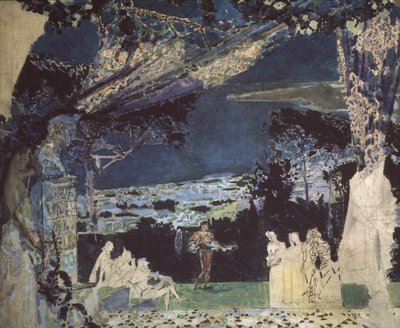 Italië. Nacht in Napels. Gordijnontwerp voor de Privé Russische Opera, 1891 door Mikhail Aleksandrovich Vrubel