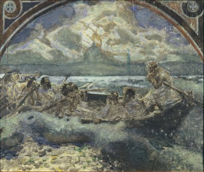 Jezus loopt op water, 1890 door Mikhail Aleksandrovich Vrubel