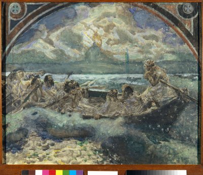 Jezus loopt op het water door Mikhail Aleksandrovich Vrubel