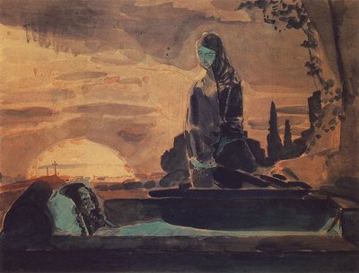 Rouw I, 1887 door Mikhail Aleksandrovich Vrubel