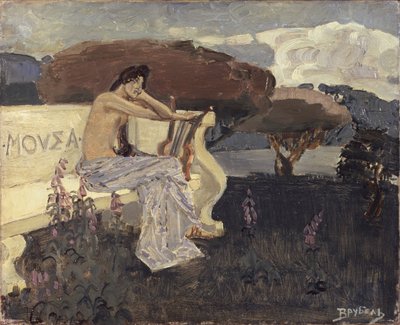 Muse. Ontwerp voor een theatergordijn, ca. 1890 door Mikhail Aleksandrovich Vrubel