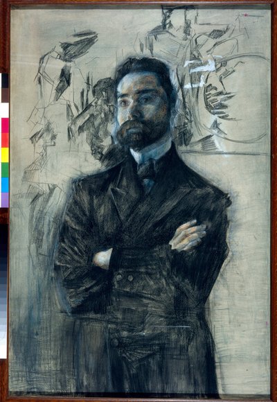 Portret van dichter Valeri Iakovlevitch Brioussov (1873-1924) door Mikhail Aleksandrovich Vrubel