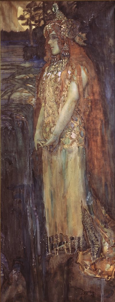 Zangeres Nadezhda Zabela-Vrubel als Prinses Volkhova in de opera Sadko van N. Rimsky-Korsakov, 1898 door Mikhail Aleksandrovich Vrubel