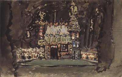 Toneelontwerp voor de opera Hansel und Gretel door E. Humperdinck, 1895 door Mikhail Aleksandrovich Vrubel