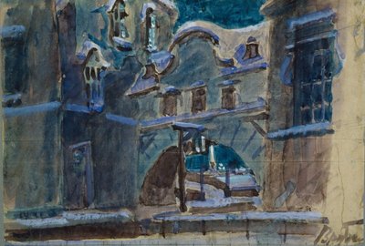 Toneelontwerp voor de opera De Schoppenvrouw door P. Tsjaikovski, 1901 door Mikhail Aleksandrovich Vrubel
